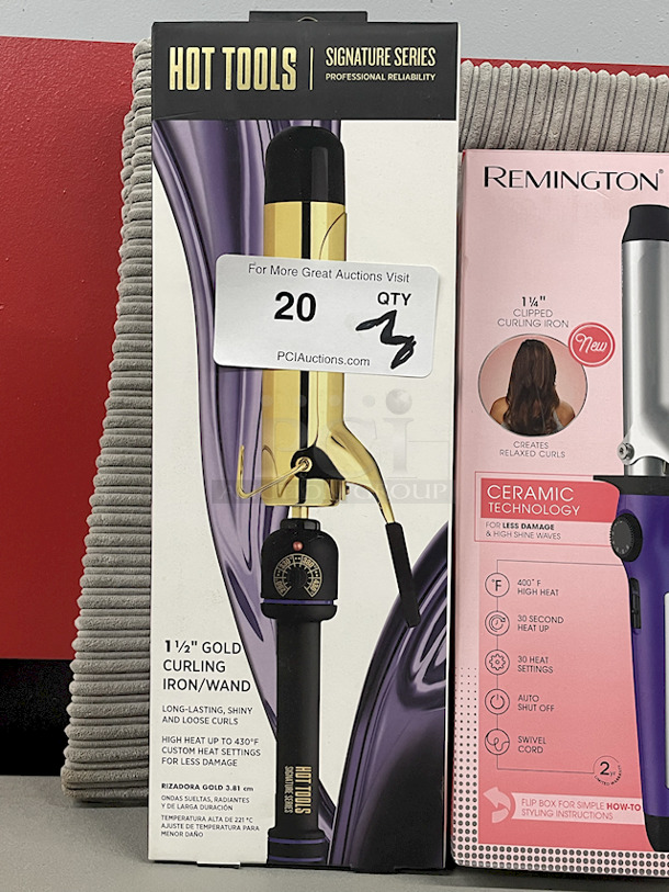 BEAUTY & COMFORT!! [1] Remington 1-1/4" Ceramic Cupped Curling Iron, [1] Hot Tools Signature Series Professional 1-1/2" Gold Curling Iron/Wand & [1] Allen + Roth 21”x34” Memory Foam Bathmat.  - Image 2 of 4