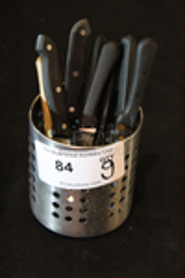 NICE! Lot of 9 Diner Knives With Silverware Container. 
9x Your Bid
 - Image 2 of 2