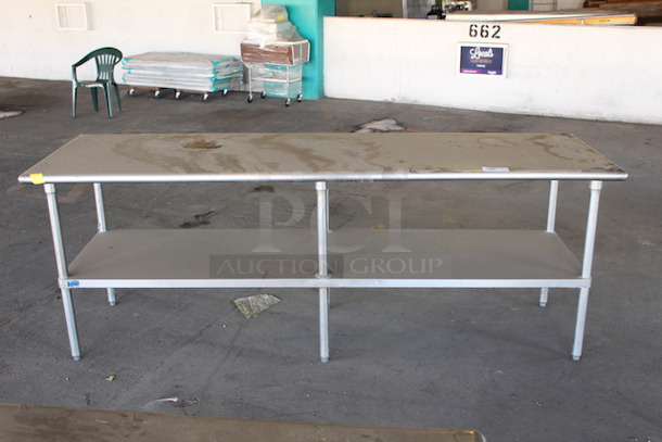 AWESOME! 8ft Stainless Steel Prep-Table/Equipment Stand With Under-Shelf 96x30x35 - Image 1 of 4