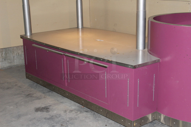 AWESOME!! Kiosk With Point of Sales Station, Locking Drawers, Track Lighting. On Commercial Casters. 115x60x105. 115v - Image 4 of 10