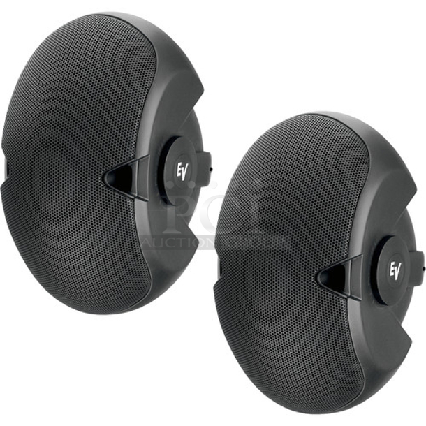 IN PERFECT WORKING ORDER! Electro-Voice EVID-4.2T Passive 2-Way 400W 70V/100V Installation Speaker with Dual 4" Woofers & 1" Tweeter (Pair, Black), Includes SAM (Strong-Arm Mount) Assembly Kit Allows For Flexible Placement And Directivity In Surface Or Ceiling Mounting Design, Weather-Resistant Enclosure And Magnetic Driver Shielding Allow For Reliable Outdoor Placement And Close Proximity Use With Video Or Computer Monitors. 2x Your Bid - Image 1 of 8