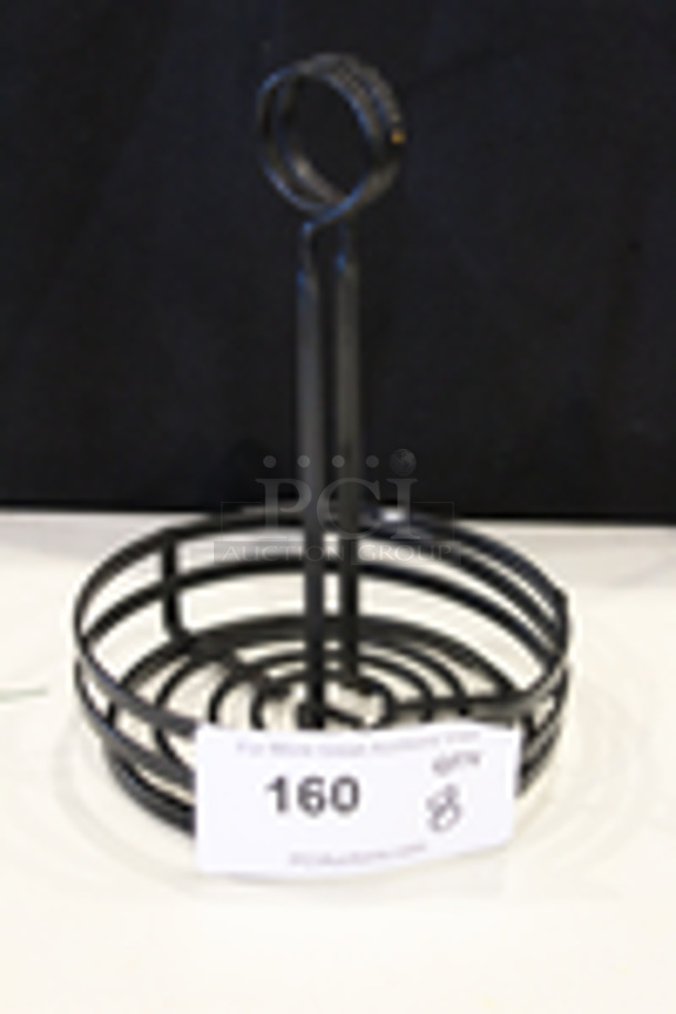 American Metalcraft FWC69 Black Flat Coil Round Wrought Iron Condiment Caddy with Card Holder - 6" x 9 1/2"
8x Your Bid - Image 1 of 2