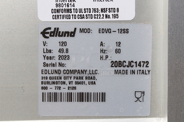 BRAND NEW SCRATCH & DENT! Edlund Edvantage EDVG-12SS #12 Electric Meat Grinder With Stainless Steel Components - 120V; 1/2 hp - Cord Needs To Be Re-Attached.  - Image 7 of 10