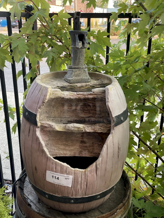 BEAUTIFUL! Teamson Home Vintage Pump & Barrel Outdoor Waterfall Fountain, Brown. 19.7x19.7x33.07