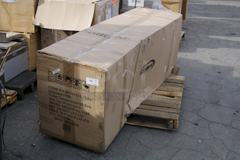 BRAND NEW, SCRATCH AND DENT!! In The Original Box. Koolmore KM-SC151514-15B3 75 In Three Compartment Commercial Sink, Bowl Size 15x15x14, 18 Gauge Stainless-Steel With 2 Drainboards