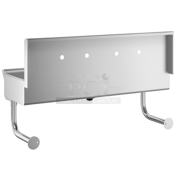 BRAND NEW SCRATCH & DENT! Regency 600HSMS1848 Stainless Steel Wall-Mounted 48" x 17 1/2" Hand Sink for (2) 8" Center Faucets. Minor Denting.  - Image 2 of 3