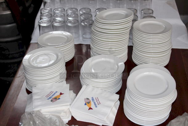 ALL FOR 1! Stacks Of White China Plates, 6-1/2