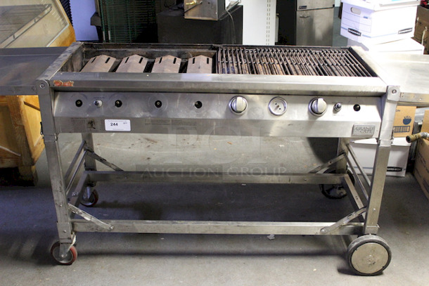 SWEET! Grand Cafe BBQ Grill model CGE06ALP, Propane, 116000BTU. Fully Functional. On HD Commercial Casters. Missing Grate on the Left Side and Some Of The Knobs. 
65-1/2x24-1/4x37 - Image 8 of 10