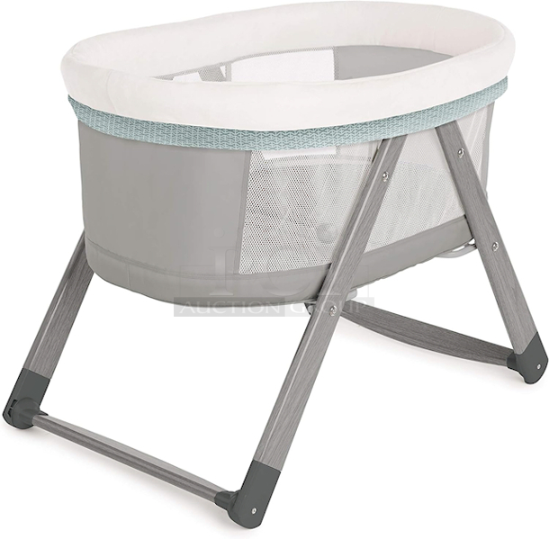 NEW!! Ingenuity Foldaway Rocking Wood Bassinet Portable Folding Rocking Bassinet - Wallace. 37" x 23-1/4" x 28 - Image 4 of 6