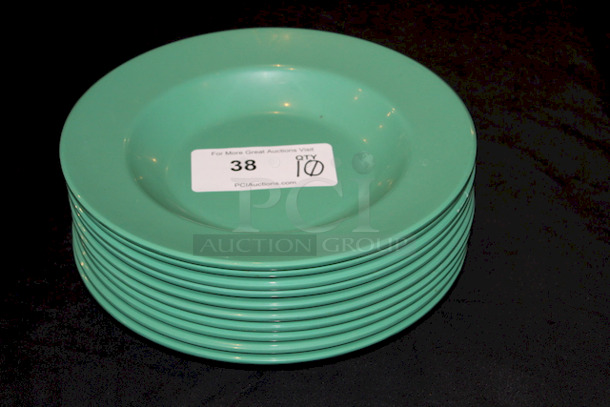 LIKE NEW! GET B-1611-FG 16 oz Melamine Pasta Bowl, Green. 16 oz. (25-4/5 oz. rim full), 11-1/4" diameter x 1-3/4" deep, round, wide rim, break-resistant, dishwasher safe, BPA free, melamine, rainforest green, NSF
10x Your Bid

 - Image 1 of 2