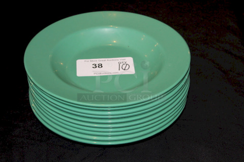 LIKE NEW! GET B-1611-FG 16 oz Melamine Pasta Bowl, Green. 16 oz. (25-4/5 oz. rim full), 11-1/4" diameter x 1-3/4" deep, round, wide rim, break-resistant, dishwasher safe, BPA free, melamine, rainforest green, NSF
10x Your Bid

