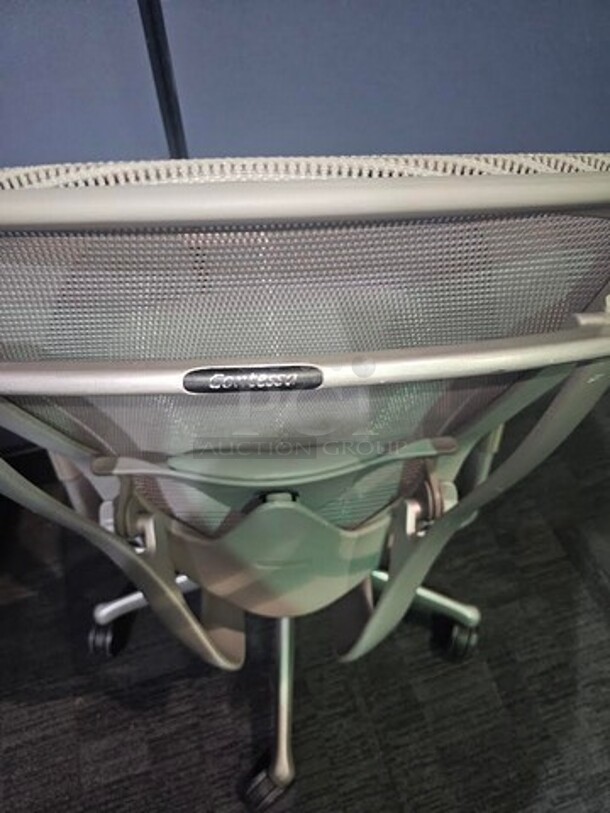 Contessa Teknion task chair. Grey in color and a nice used piece with a quality brand name! Measures 41” H x 26” W.   - Image 3 of 3