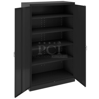 BRAND NEW SCRATCH & DENT! Tennsco 24" x 48" x 78" Black Jumbo Storage Cabinet with Solid Doors - Assembled J2478SU-BLK