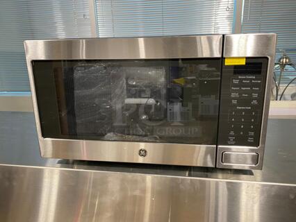 GE Brand New Scratch & Dent22 Inch 1.6 cu. ft. Capacity Countertop Microwave with 1150 Cooking Watts, Sensor Cook, UL Listed, Sensor Cooking, Weight and Time Defrost, Add 30 Seconds, Timer, UL Certification, Control Lock, Touch Controls in Stainless Steel