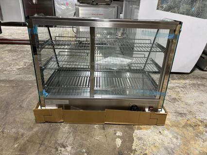Marchia MHC161 34" Heated Stainless Steel Countertop Display Case with Front Slanted Glass

