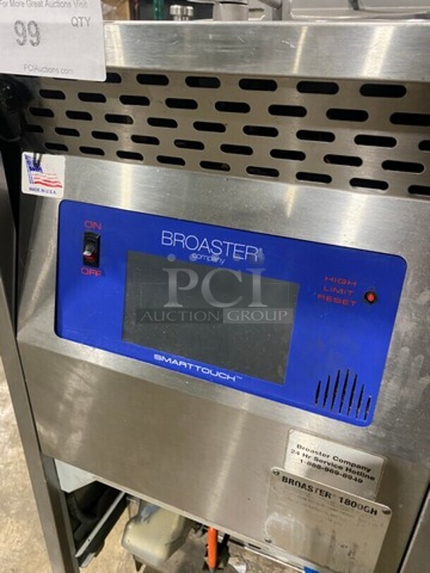 WOW! Broaster Natural Gas Powered Heavy Duty Commercial Pressure Fryer! Smart Touch Screen! With OIl Filter! Model 1800GH Serial 86035! On Casters!  - Image 7 of 11
