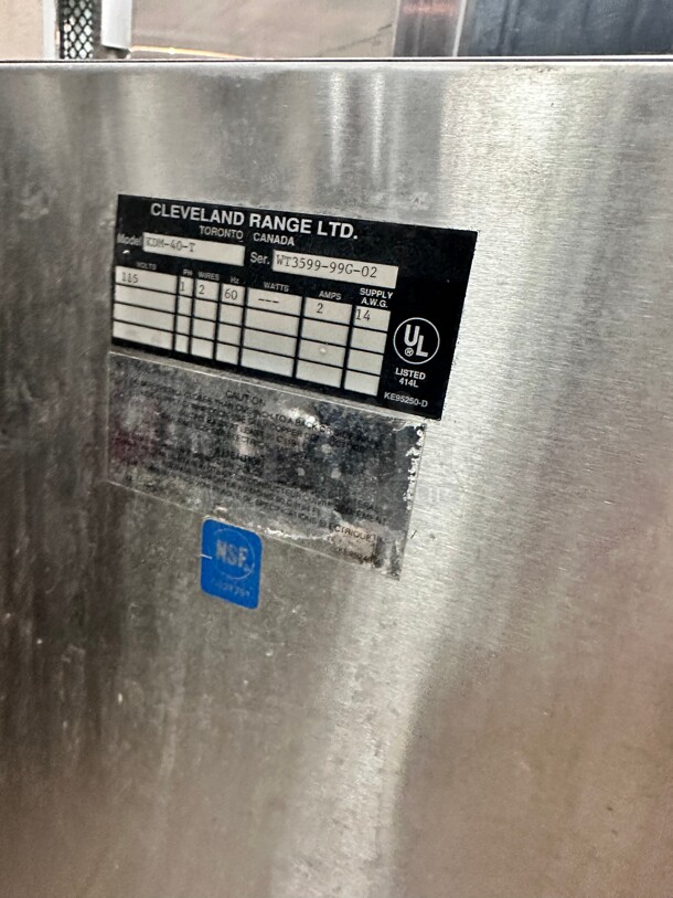 Late Model Cleveland KDM-40-T 40 gal Steam Kettle - Power Tilt, 2/3 Jacket, Direct Steam Natural Gas - Image 9 of 9