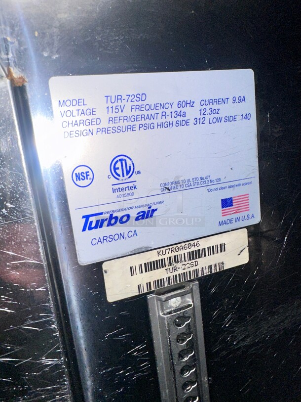 Excellent condition Turbo Air TUR-72SD 72W Undercounter Refrigerator with 3 Doors  115v Tested and Working - Image 7 of 7