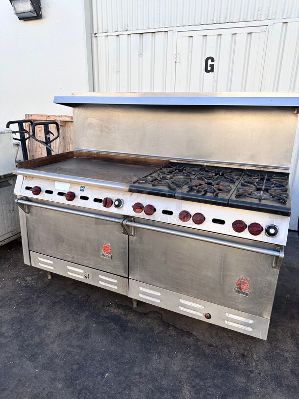 Wolf 72" Gas Stove With 36" Griddle and 6 Burner Stove With Two Ovens Tested and Working! - Image 3 of 8