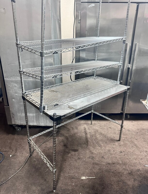 Commercial Stainless Steel Table With Two Over Shelves NSF