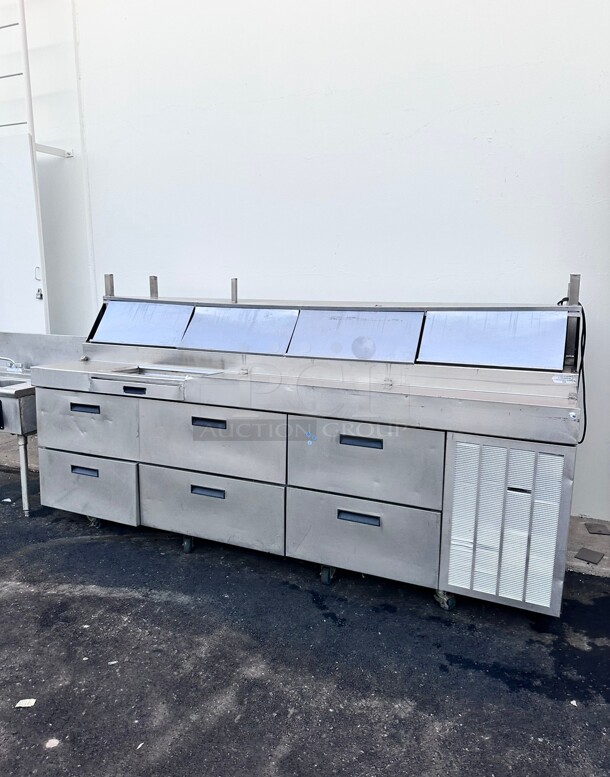 Certified Working Delfield 186114PTBMP 114 inch Pizza Prep Table w/ Refrigerated Base, 115v - Image 1 of 6