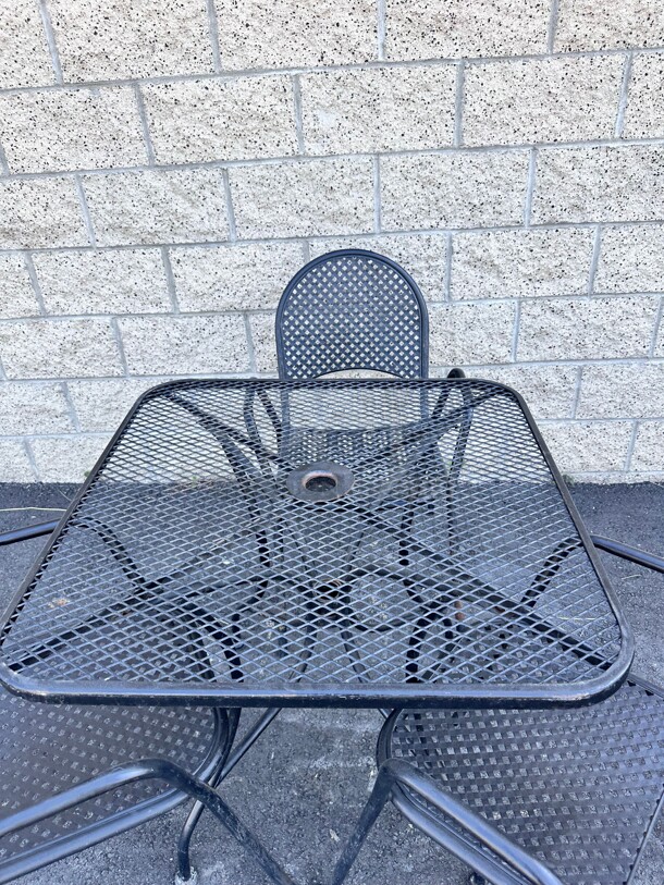 One Set Of Metal Table and Three Chairs  - Image 4 of 6