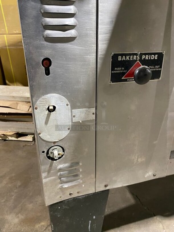 AMAZING! Bakers Pride Commercial Natural Gas Powered Double Deck Pizza Oven! With Stones! All Stainless Steel! On Legs! 2x Your Bid Makes One Unit! Model: FC516 SN: H08G006! Working When Removed! - Image 7 of 12
