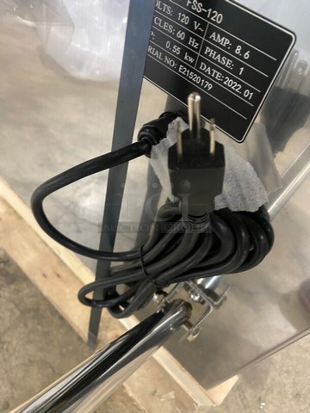 WOW! BRAND NEW! IN THE CRATE! Prepline Commercial Floor Style Reversible Dough Sheeter! Stainless Steel Body! Model: FSS120 SN: E21520179 120V 60HZ 1 Phase - Image 10 of 10