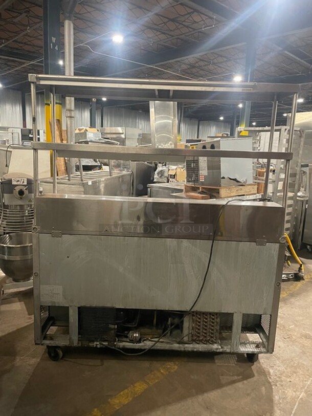 Nice! Turbo Air Stainless Steel Commercial Sandwich/Salad Refrigerated Prep Table! Eletric Powered! On Casters! With Double Over Head Shelf! MODEL TST-60SD 115V
 - Image 3 of 10