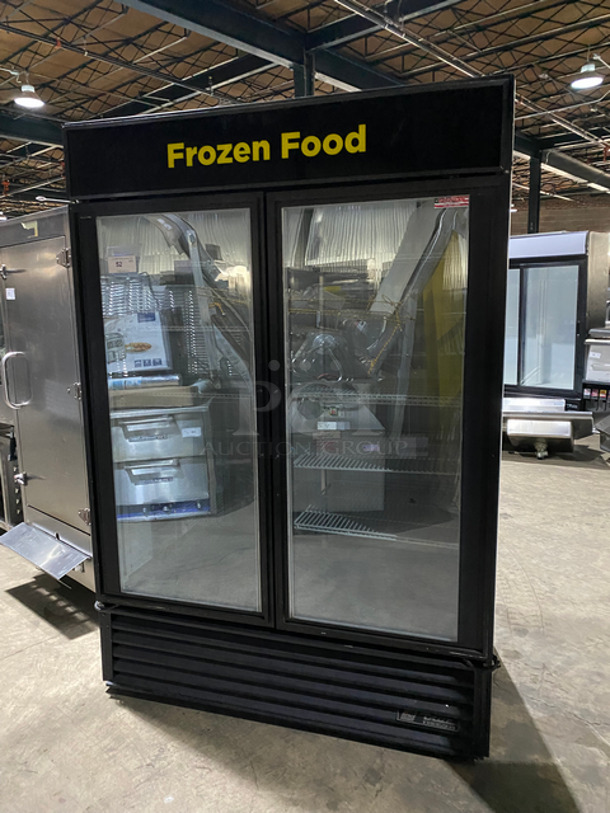 WOW! True Commercial Freezer Display Case Merchandiser! With 2 View Through Pull Doors! With Poly Coated Racks! Model: GDM49F SN: 5270937 115/208/230V 60HZ 1 Phase