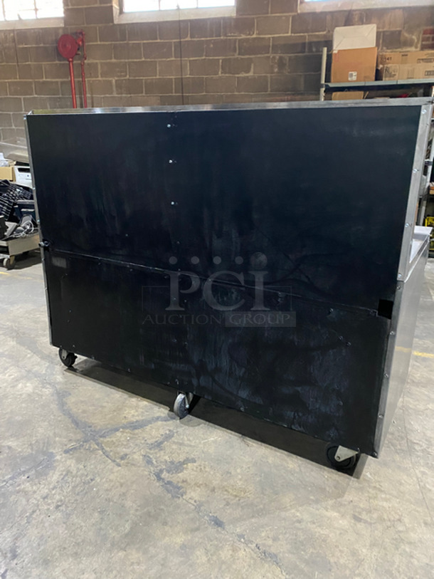 Sweet! Imperial Commercial Natural Gas Powered 6 Burner Stove With Left Side Flat Top Griddle! 2 Full Size Ovens Underneath! With Metal Oven Racks! Left Side Splash And Raised Back Splash!  All Stainless Steel! On Casters! - Image 4 of 11