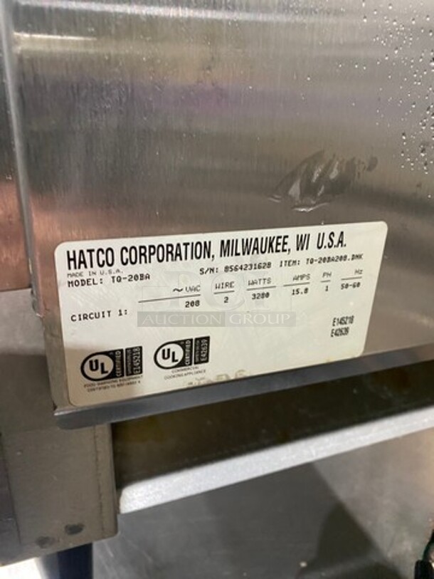 Hatco Commercial Countertop Conveyor Toaster Oven! All Stainless Steel! On Legs! Model: TQ20BA SN: 8564231628 208V 60HZ 1 Phase - Image 5 of 8