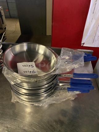 NEW! Winco 12" Stainless Steel Frying Pans! With Cool Touch Handles! 5x Your Bid!