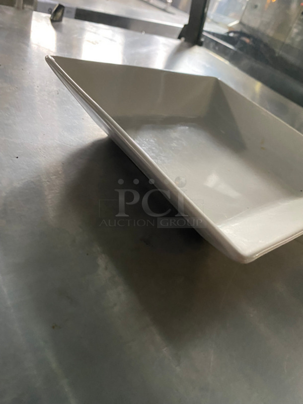 Earthenware Square 8" White Ceramic Plates! Includes Black Poly Crate! - Image 4 of 6