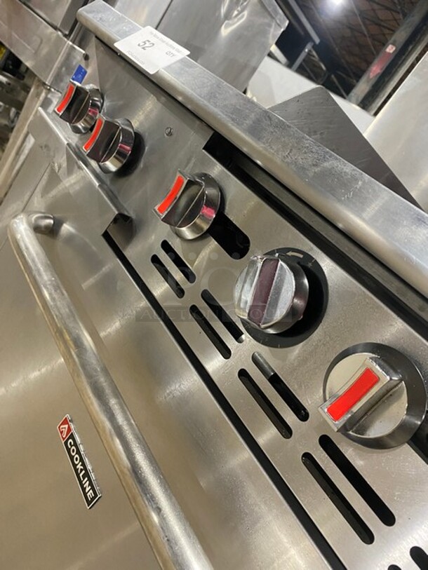 Cookline Stainless Steel Commercial Natural Gas Powered 2 Burner Range w/ Right Side Flat Top Griddle! With Oven And Back Splash! On Commercial Casters! - Image 9 of 11