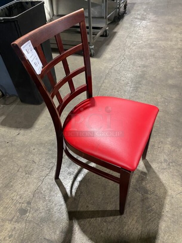 Red Cushioned Chairs! With Brown Wooden Body! 4x Your Bid! - Image 2 of 7