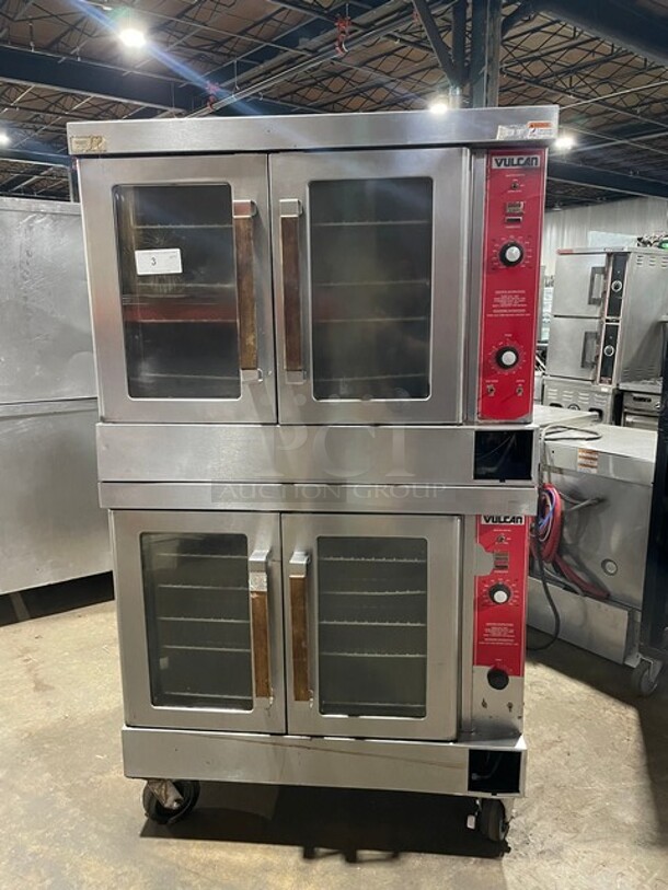 Vulcan Commercial Natural Gas Powered Double Stacked Convection Ovens! All Stainless Steel! On Casters! 2x Your Bid Makes One Unit!  - Image 1 of 9