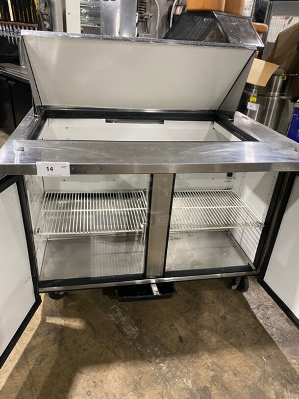 True Commercial Refrigerated Sandwich Prep Table! With 2 Door Underneath Storage Space! With Poly Coated Racks! All Stainless Steel! On Casters! Model: TSSU4818MB SN: 7025224 115V 60HZ 1 Phase - Image 5 of 9