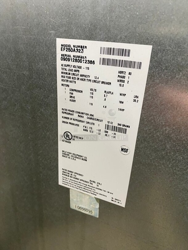 Ice-O-Matic Commercial Undercounter Ice Maker Machine! All Stainless Steel! On Legs! Model: EF250A32S SN: 09091280012386! 115V 60HZ 1 Phase! - Image 5 of 7