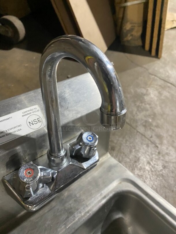 KCS Commercial Stainless Steel Hand Sink! With Back Splash! With Faucet And Handles! - Image 4 of 6