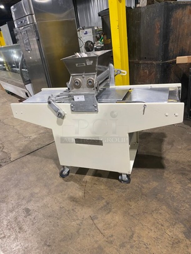 WOW! Champion Commercial Electric Powered Cookie Depositor! With 3 X Dye's! On Casters! Model: 65SETL SN: 01020 115V 60HZ 1 Phase! Working When Removed!