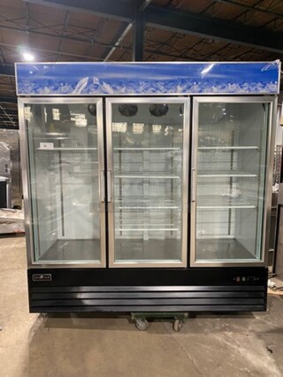 Spartan Commercial 3 Door Reach In Cooler Merchandiser! With View Through Doors! Poly Coated Racks! Model: SGM72RS SN: 6144311816063502 115V