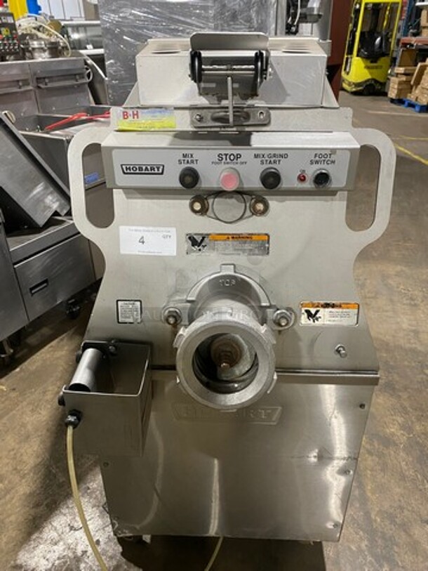 AMAZING! Hobart Commercial Floor Style Heavy Duty Meat Grinder/ Meat Mixer! With 200 LB Capacity! With Foot Pedal Control! Solid Stainless Steel! On Casters!  Model: MG2032 SN:311433265! 480V 60HZ 3 Phase! - Image 1 of 10