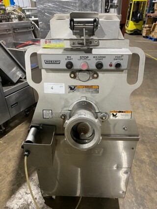 AMAZING! Hobart Commercial Floor Style Heavy Duty Meat Grinder/ Meat Mixer! With 200 LB Capacity! With Foot Pedal Control! Solid Stainless Steel! On Casters!  Model: MG2032 SN:311433265! 480V 60HZ 3 Phase!