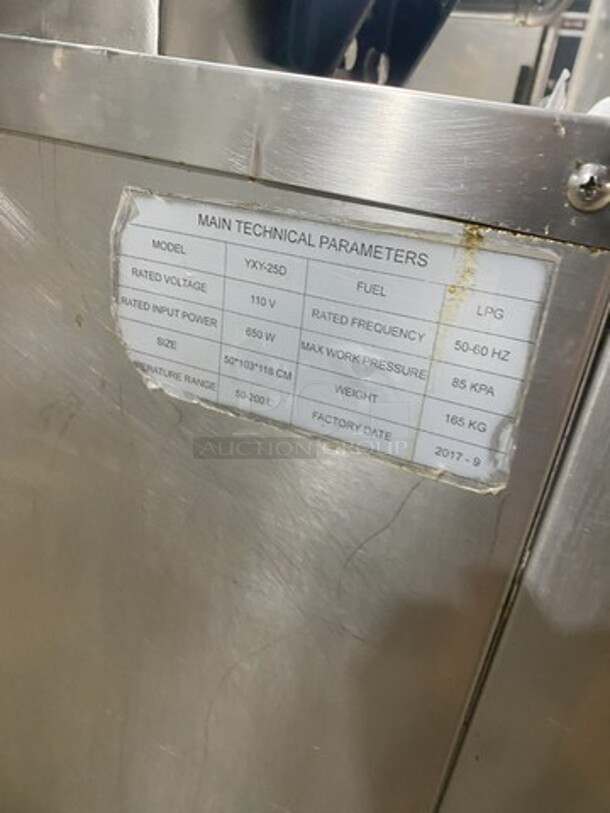 Sweet! 2017 All Stainless Steel LP Powered Pressure Fryer Deep Fat Fryer! Model YXY-25! With Basket & Oil Filter! On Casters!  - Image 8 of 10