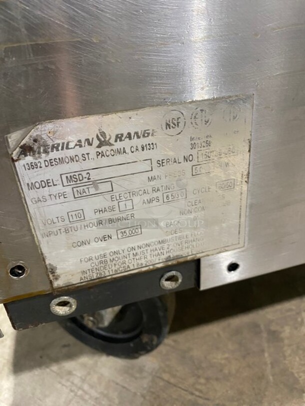 American Range Commercial Natural Gas Powered Double Deck Convection Oven! With Solid Doors! All Stainless Steel! On Casters! 2x Your Bid Makes One Unit! Model: MSD2 SN: 150708080 - Image 9 of 11