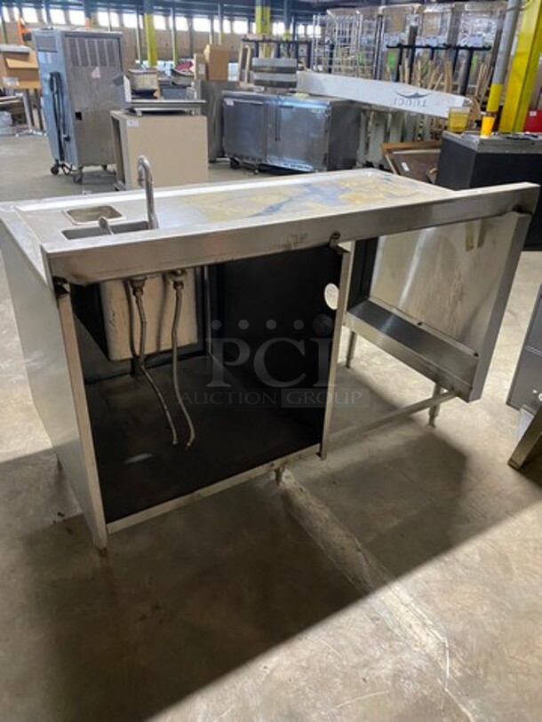 All Stainless Steel Commercial Custom-Made Workstation! With Built In Hand Sink! With Faucet And Handles! With Back Splash! With Storage Space Underneath! All Stainless Steel! On Legs! - Image 4 of 8