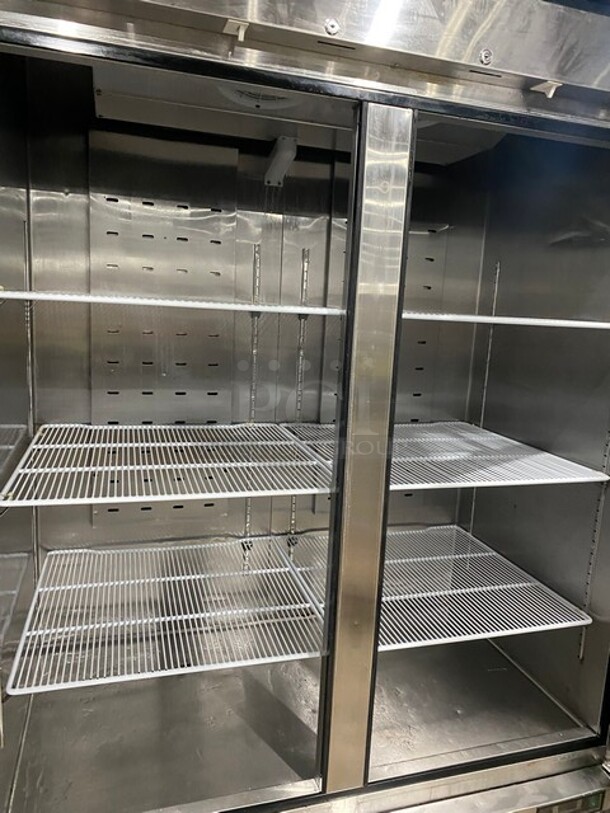 WOW! 2018 Bison Commercial Reach In Cooler! With Poly Coated Racks! All Stainless Steel! On Commercial Casters! MODEL BRR46 SN: BRR4600318102300K80011! 115V 1PH! - Image 5 of 9