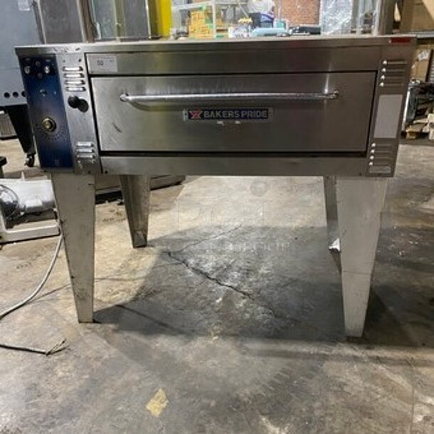 GREAT! Bakers Pride Commercial Electric Powered Single Deck Pizza Oven! All Stainless Steel! On Legs! WORKING WHEN REMOVED! 208V 3 Phase!