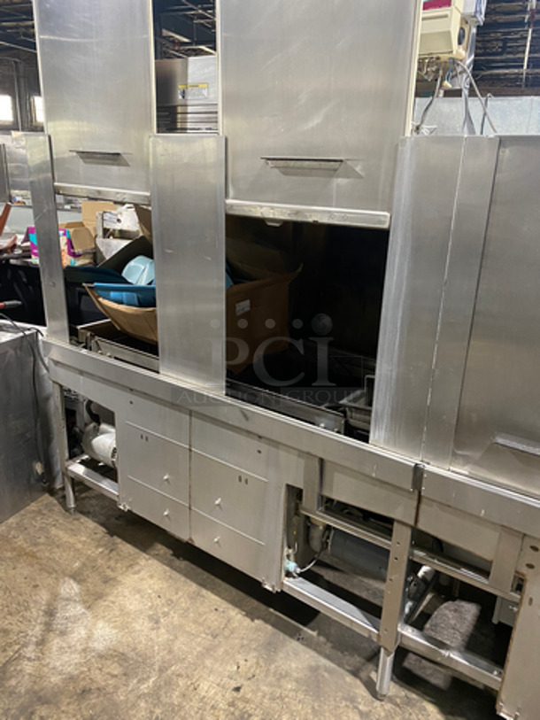 Hobart Commercial Heavy Duty Conveyor Dishwasher! With 2 Tables 48x60! All Stainless Steel! On Legs! Model: CRS86A SN: 8510 - Image 2 of 12